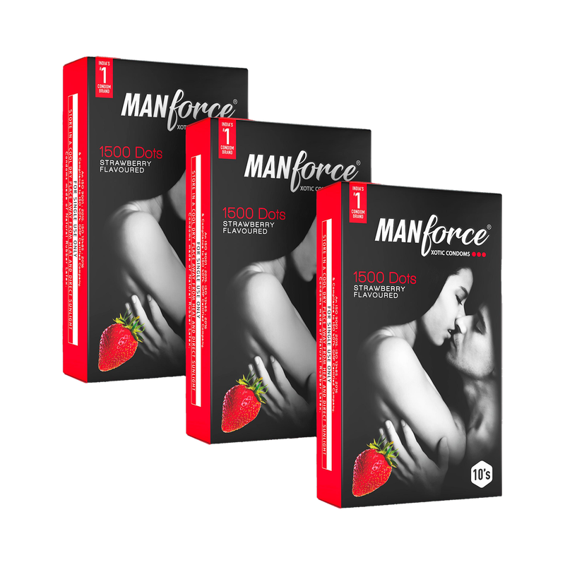 MANFORCE Strawberry Flavour Condom(Set of 3, 30 Sheets)