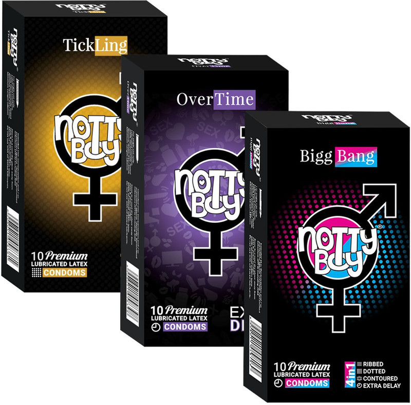 NottyBoy Ultra Dotted, Long Time and Extra Delay Combo Pack Condom(Set of 3, 30 Sheets)