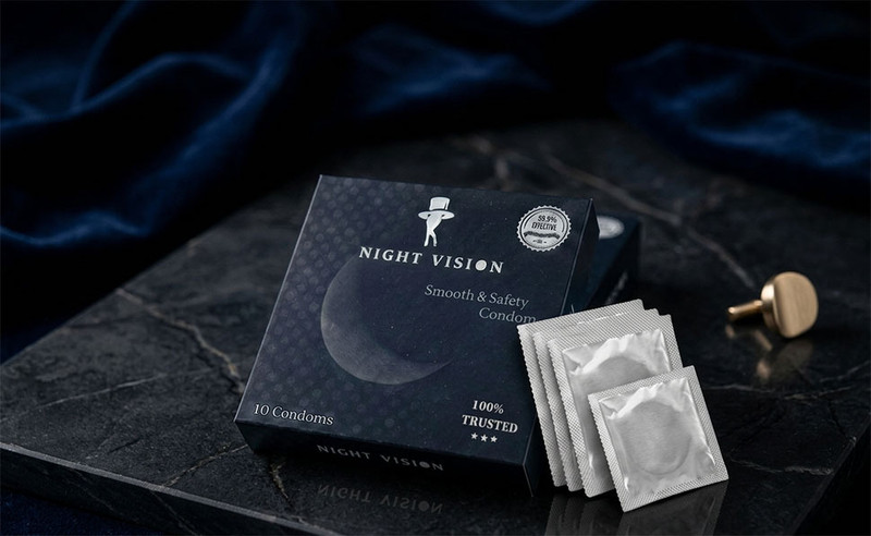 Night Vision Non -Flavoured Lubricant Condom, High Dotted Condom,Pack of 1 Condom(10 Sheets)