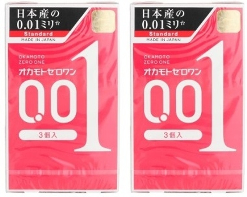 okamoto Condom 0.01 mm | Standard Size | Made In Japan | Pack of 2 | Condom(Set of 2, 6 Sheets)