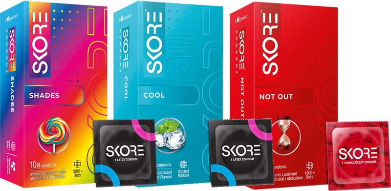 SKORE SHADES, COOL AND NOT OUT Condom(Set of 3, 30 Sheets)