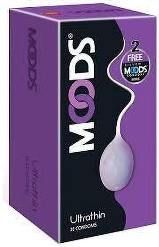 MOODS Ultrathin Condoms Pack of 20 + 2 Free | Natural Feel | Long Lasting Protection Condom(22 Sheets)