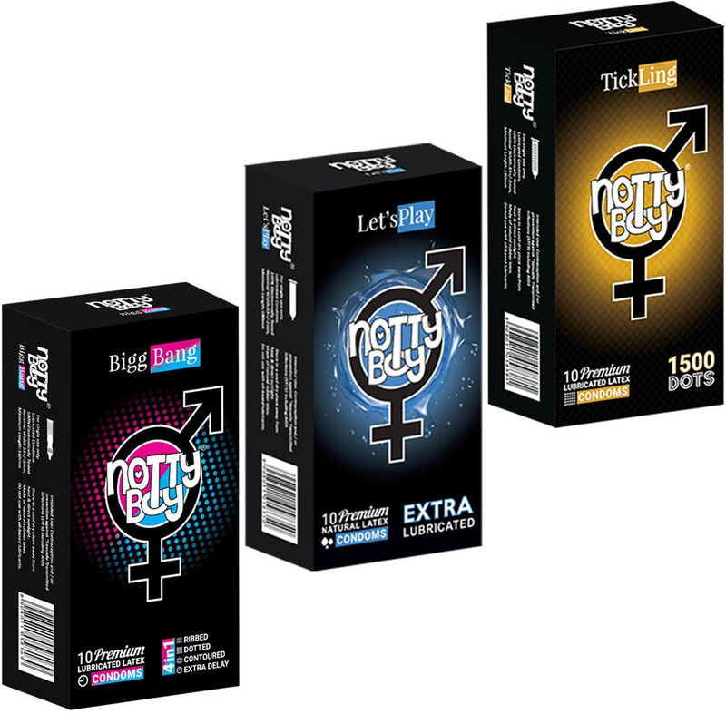 NottyBoy Honeymoon Special Multi Variety Pack Condom(Set of 3, 30 Sheets)