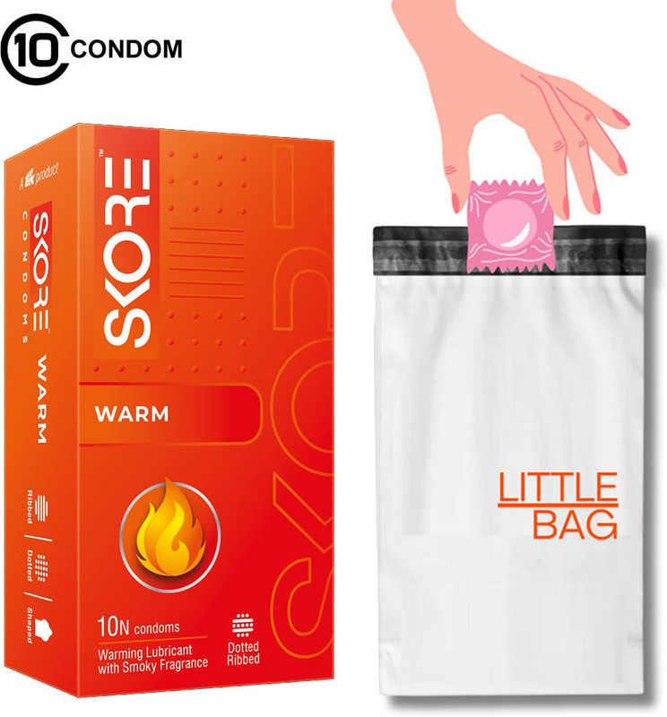 SKORE Warm Dotted Ribbed With Condom Dispose Bags Condom(Set of 10, 10 Sheets)
