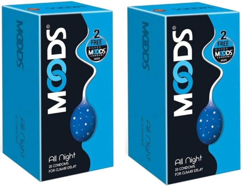 MOODS LuvStock All Night Climax Delay-Extra Time Condom(Set of 2, 44 Sheets)