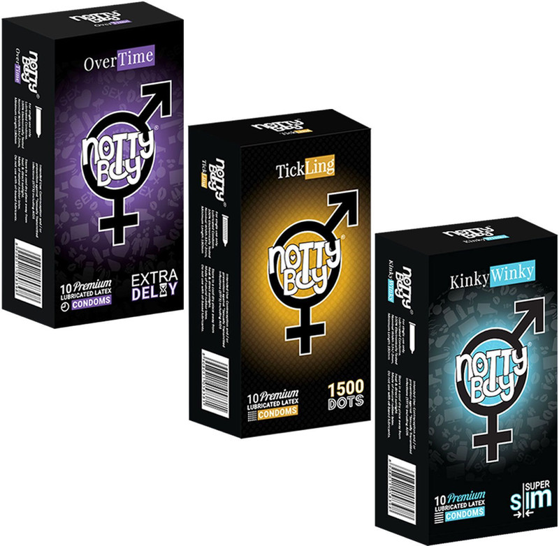 NottyBoy Time Max, Extra Thin and Super Dotted Condom(Set of 3, 30 Sheets)
