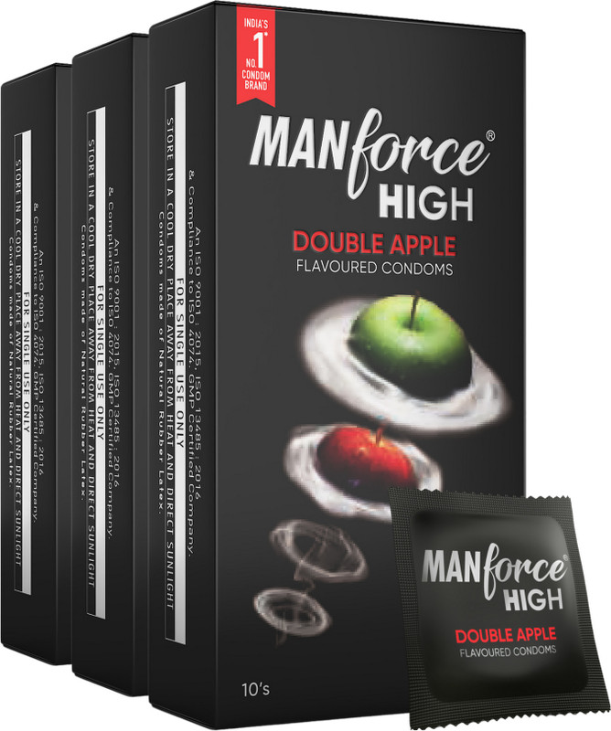 MANFORCE High Kiwi Paan Flavoured Lubricated Condoms | Ultra Thin |10 Sheets x Pack of 3 Condom(Set of 3, 30 Sheets)