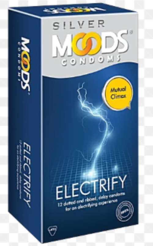 MOODS ELECTRIFY DOTTED AND DELAY NATURAL LATEX SILVER CONDOMS Condom(12 Sheets)