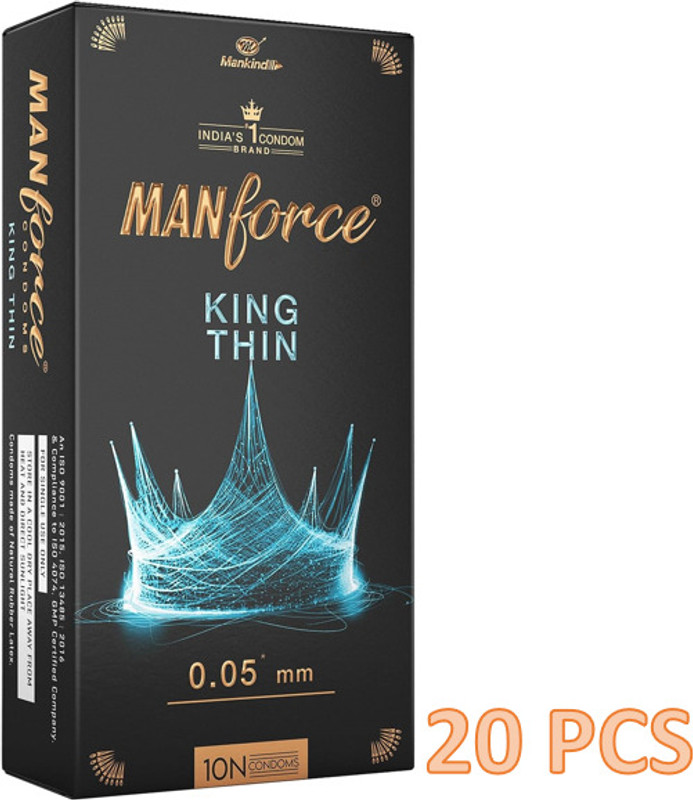 MANKIND King Thin 0.05 MM Natural Feel Lubricated Condom(20 Sheets)