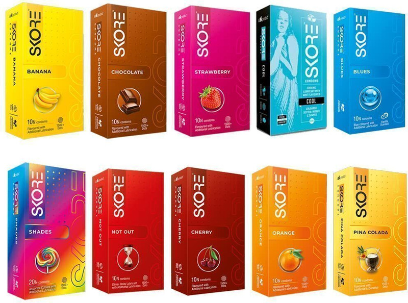 SKORE Unique Mix Pack Condom(Set of 10, 10 Sheets)