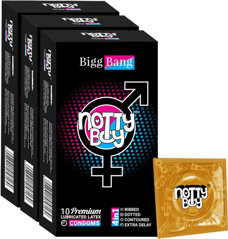 NottyBoy Ribbed and Dotted Multi Textured Extra Timing Condom(Set of 3, 30 Sheets)