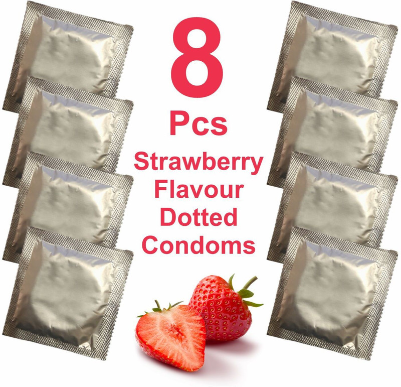 eyurva Strawberry Flavour Dotted Combo Condom(8 Sheets)