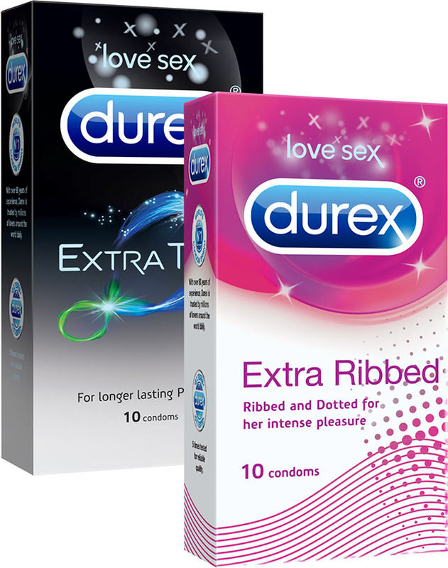 DUREX Extra Dots 10s, Extra Time 10s Pleasure Packs Condom(Set of 2, 20 Sheets)