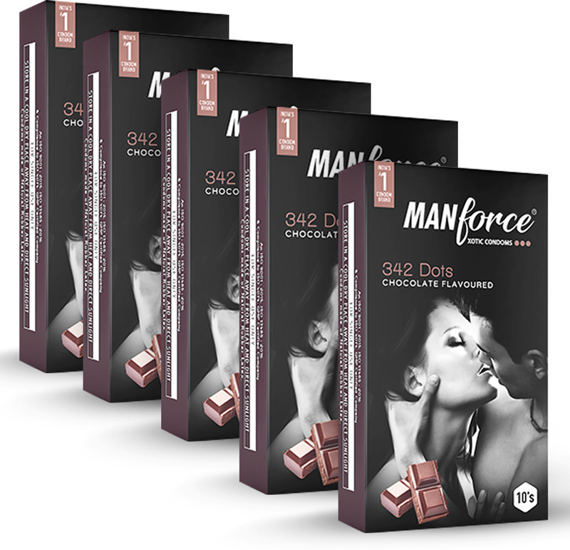 MANFORCE Chocolate flavor condom ,10 x Pack of 5 Condom(Set of 5, 50 Sheets)
