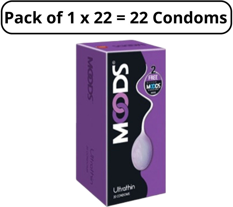 MOODS Ultrathin Condoms 20+2 Free | Extra Sensation & Natural Feel | Pack of 22 Men Condom(22 Sheets)