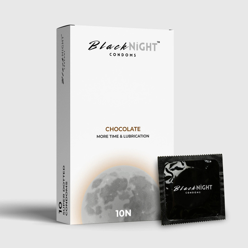 BLACKNIGHT More Time & Super Dotted Chocolate Flavored Condoms for Men-Honeymoon 10 Packet Condom(10 Sheets)