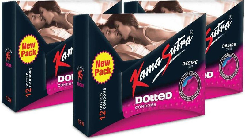Kamasutra Dotted Premium Condoms -36 Condoms (12*3) Condom(Set of 2, 36 Sheets)