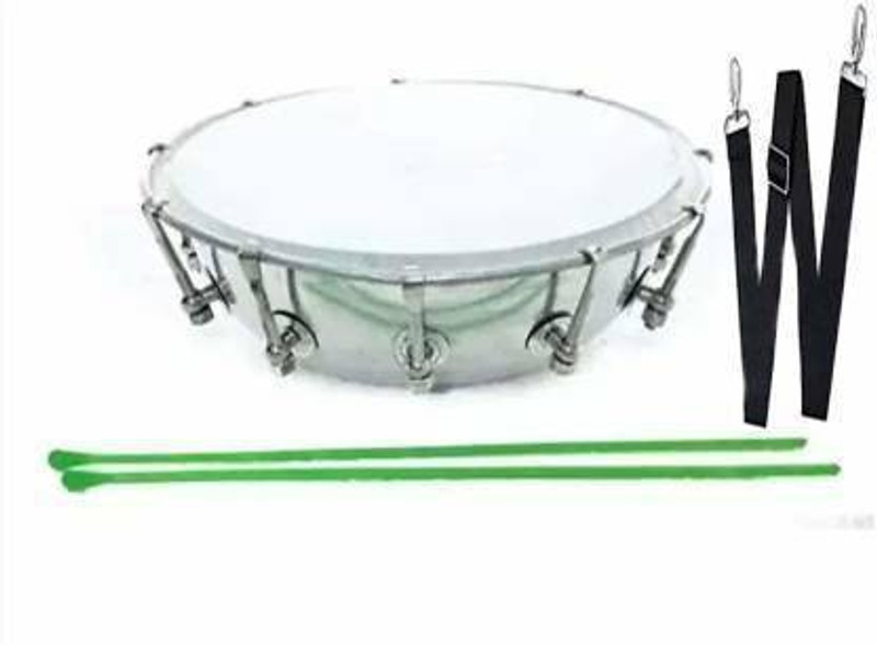 BAKHE HUB New Jaibharat Musicals 12 inch Steel Dhol Tasha Drum with Belt and Stick Conga(Skin, Calfskin)