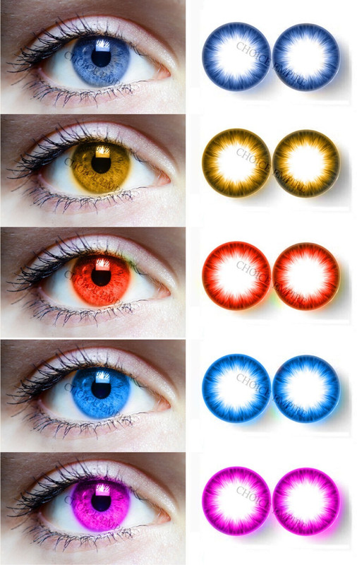 Globalead 5pc Aqua Hazel RED Light Blue Violet Color Eye Korean Color Contact lens(Pack of: 5)