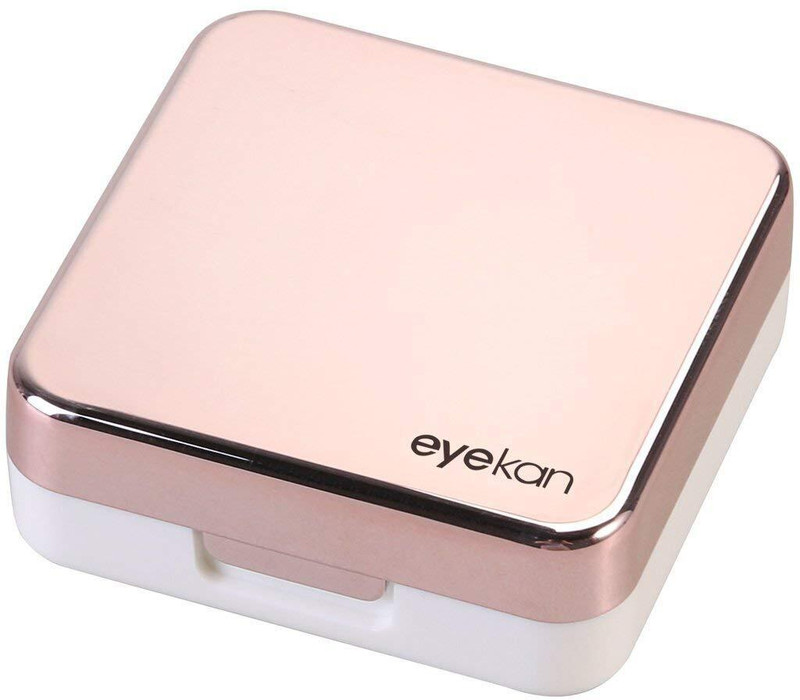 SHOPOWARE Plastic Travel Contact Lens Case Box with Mirror (ROSE GOLD)(Pack of: 1)