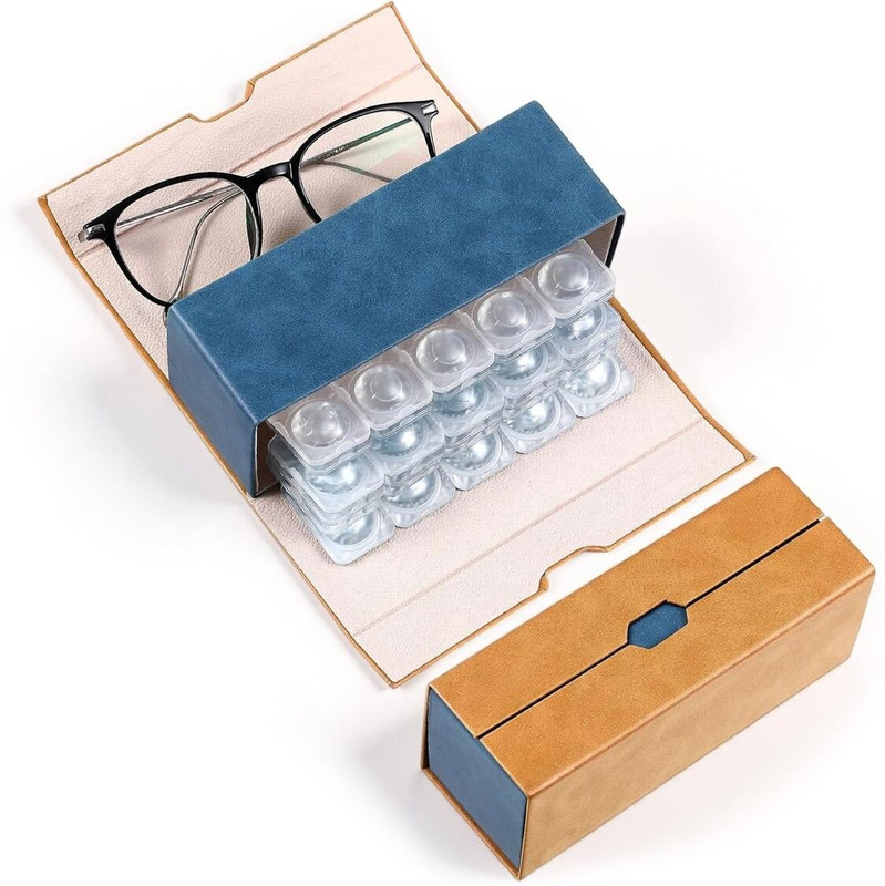 gustave Dual layer eyeglass and contact lens travel case with mirror and tools(Pack of: 1)