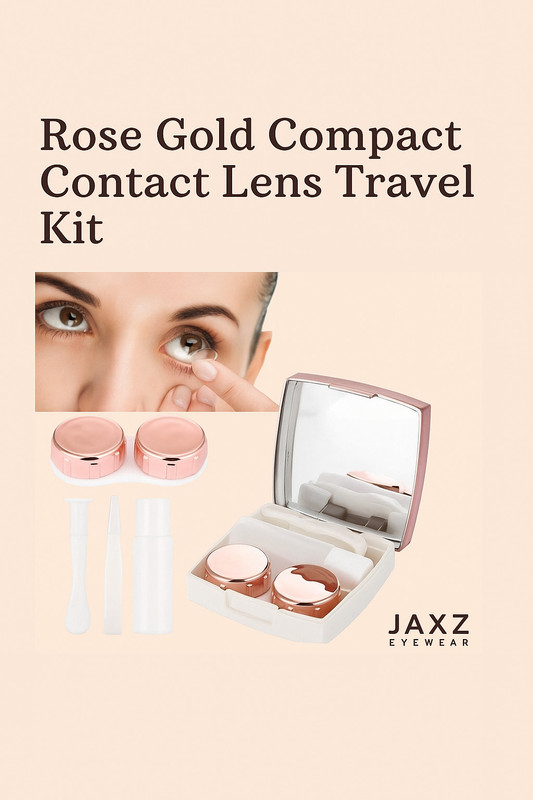 JAXZ Rose Gold Compact Contact Lens Travel Kit with Accessories | Leak-Proof Case(Pack of: 1)