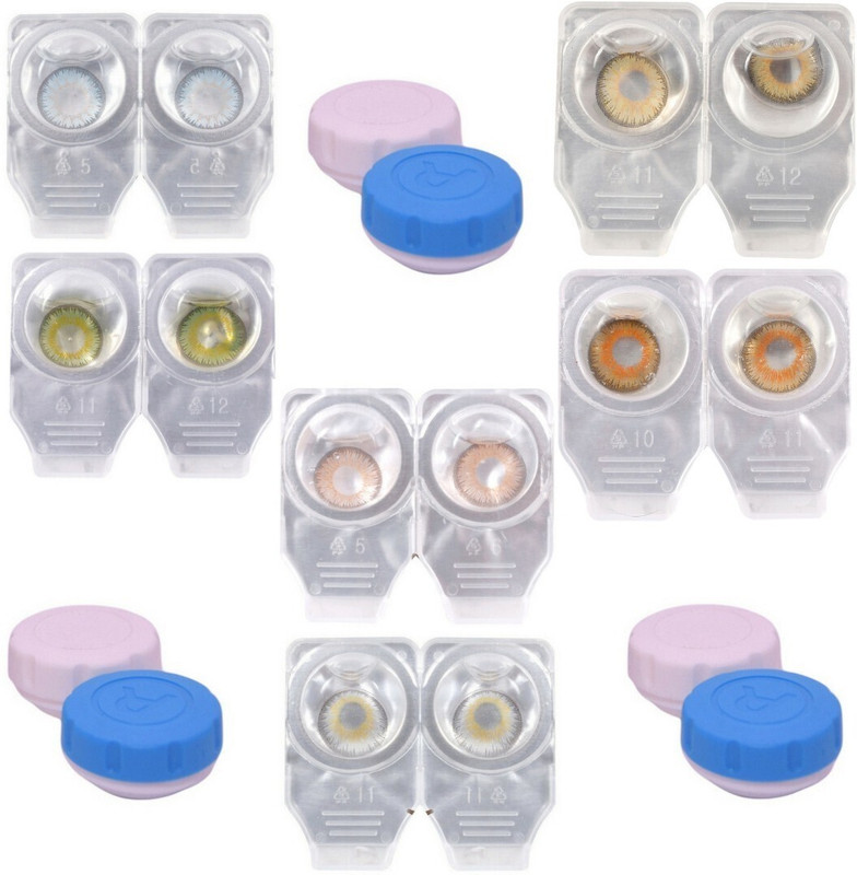 Globalead 6pc Hazel Honey Blue Pink Green Grey Color Eye Korean Color Contact lens(Pack of: 6)