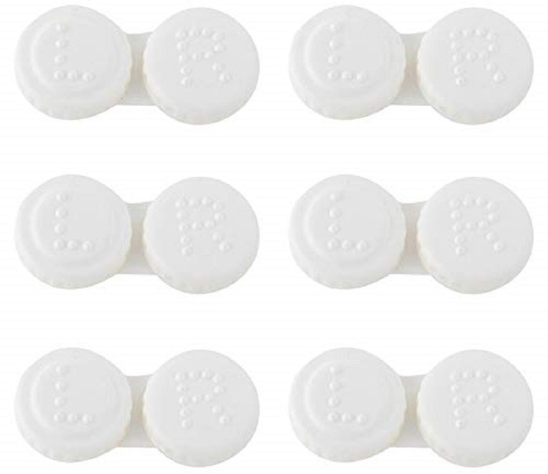 Augen Contact Lens Case Set of 6 | Leak-Proof Travel Lens Storage Boxes | White(Pack of: 6)