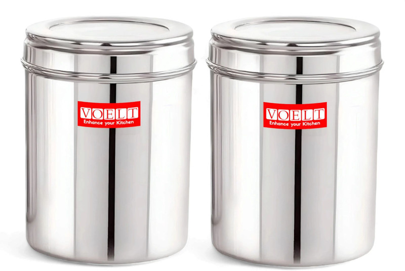 LIMETRO STEEL Steel Grocery Container - 10 L(Pack of 5, Silver)