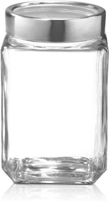 TREO Glass Grocery Container - 1800 ml(Clear, Silver)