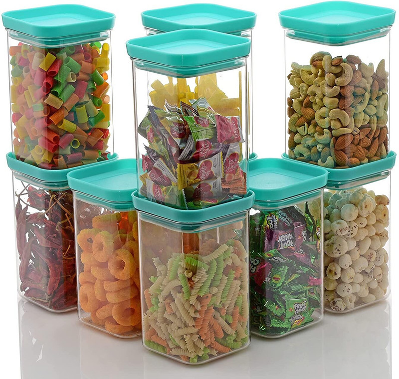 SARAZA Plastic Grocery Container - 1100 ml(Pack of 10, Green)