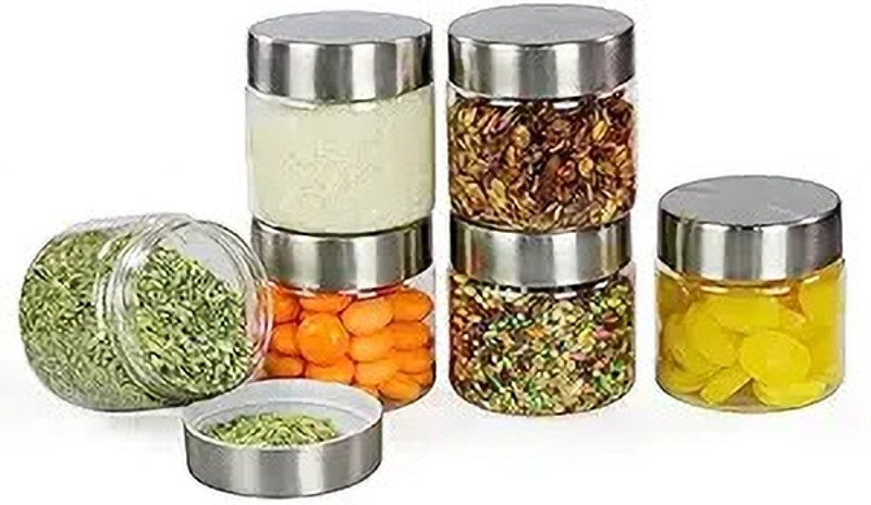 Pearlpet Plastic Utility Container - 1400(Pack of 6, Silver)