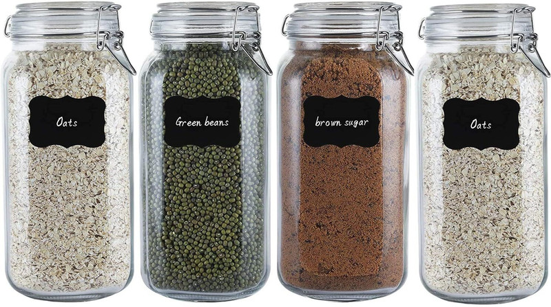 Glassbunny Glass Grocery Container - 1500 ml(Pack of 4, Clear)