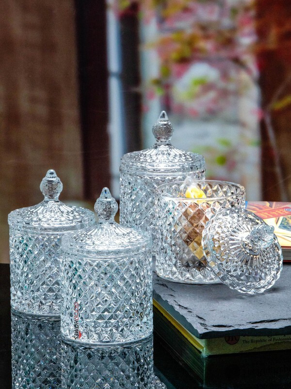 Goodhomes Glass Cookie Jar - 280 ml(Pack of 4, Clear)