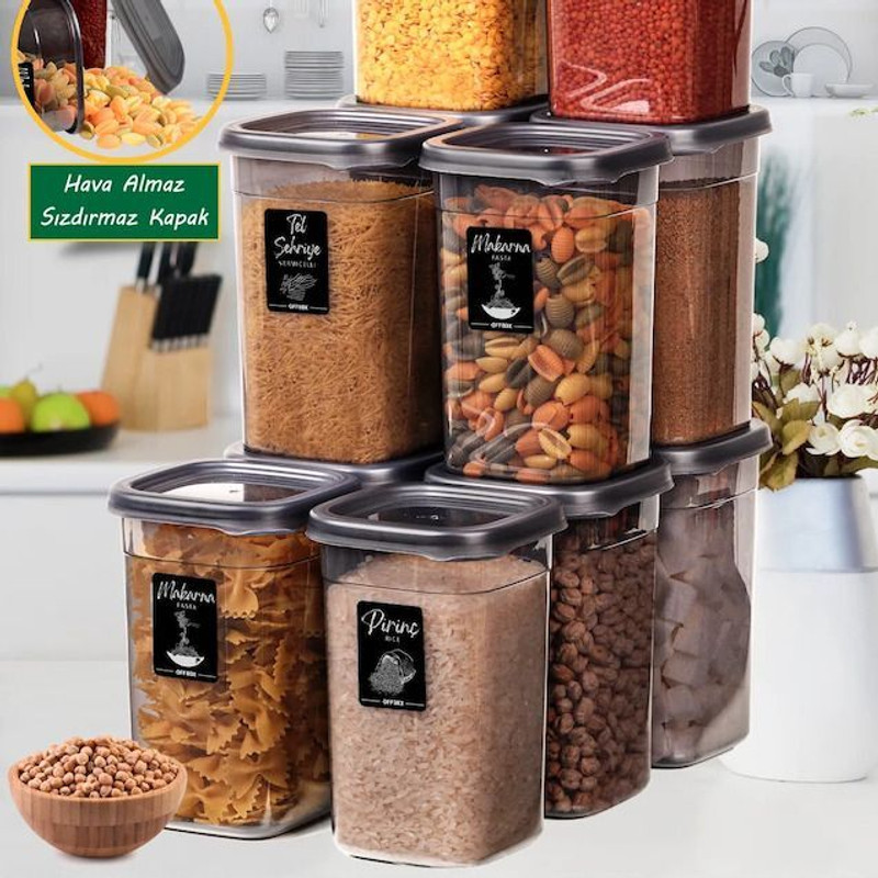 3D METRO SUPER STORE Plastic Grocery Container  - 1200 ml(Pack of 6, Black)