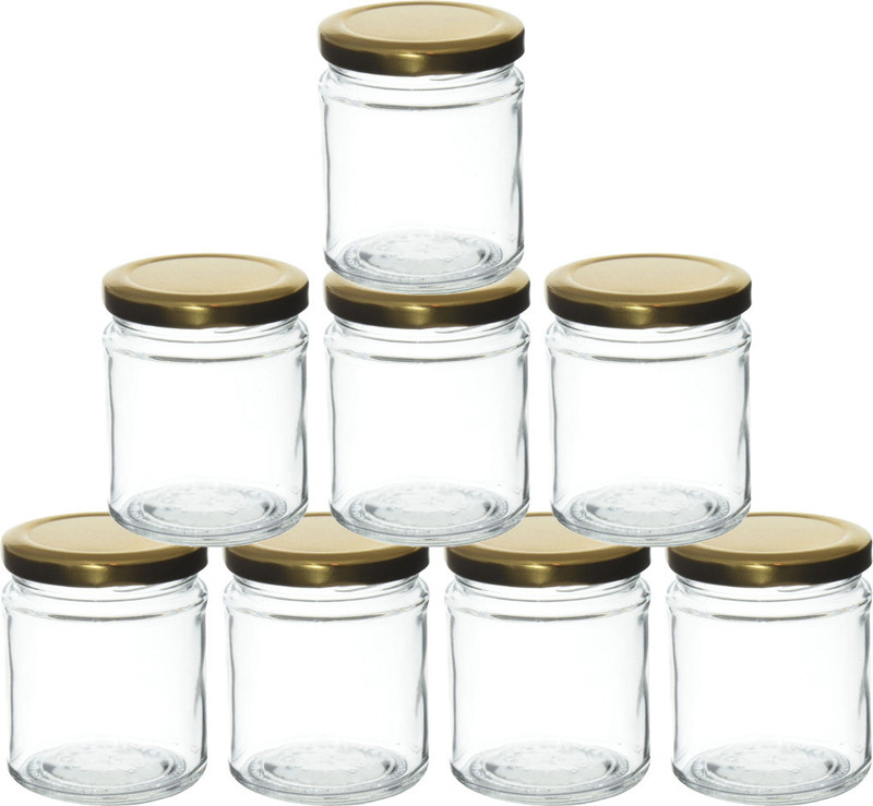 Skyper Glass Grocery Container - 200 ml(Pack of 8, Gold)