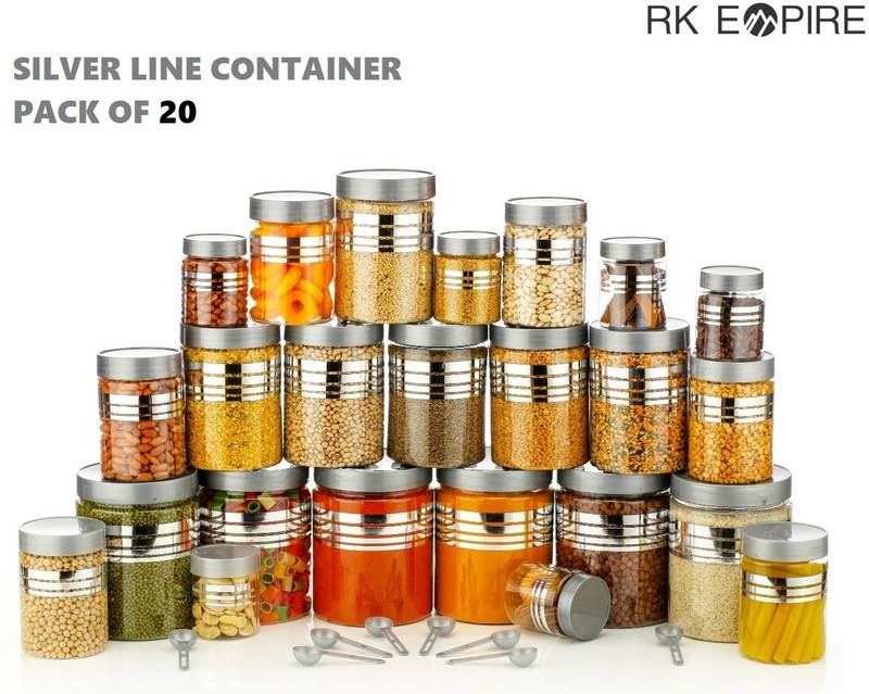 RK EMPIRE Ceramic Grocery Container  - 1200 ml, 650 ml, 350 ml, 250 ml(Pack of 20, Grey)
