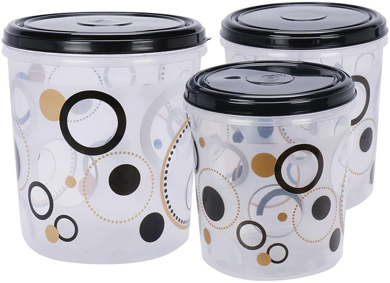 N H Enterprise Plastic Grocery Container - 5 L, 7.5 L, 10 L(Pack of 3, Black)
