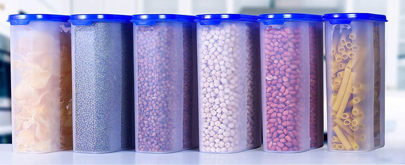 4 SACRED Plastic Grocery Container - 2400 ml(Pack of 6, Blue)