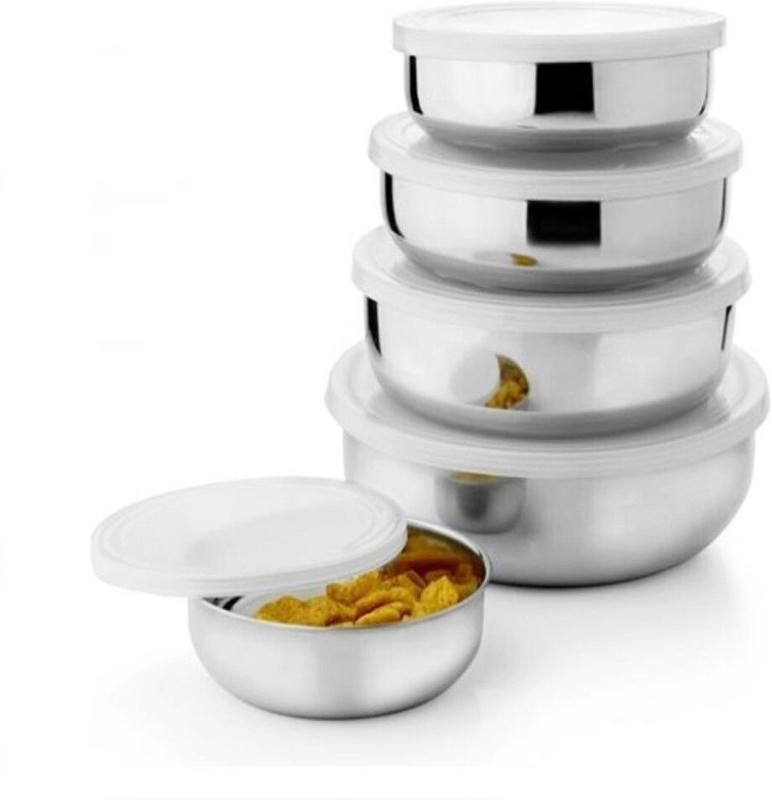 Classic Essentials Steel Fridge Container  - 160 ml, 300 ml, 500 ml, 600 ml, 1000 ml(Pack of 5, Silver)
