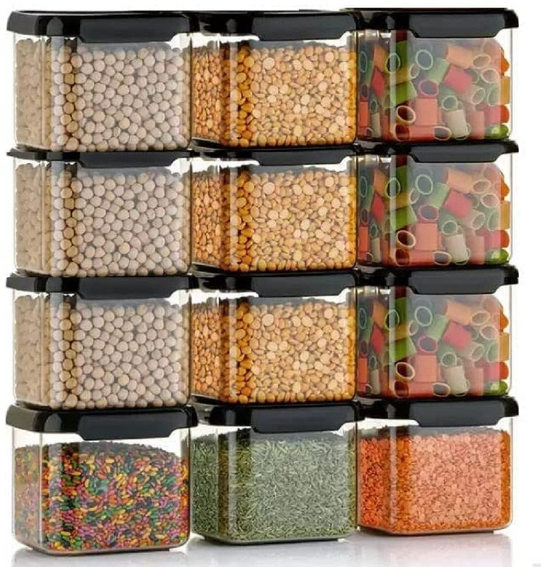 SARAZA Plastic Grocery Container - 550 ml(Pack of 12, Black)