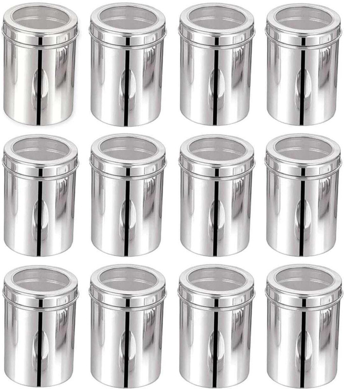 STEEPLE Steel Utility Container - 1000 ml, 1000 ml, 1000 ml, 1000 ml, 1000 ml, 1000 ml, 1000 ml, 1000 ml, 1000 ml, 1000 ml, 1000 ml, 1000 ml(Pack of 12, Silver)