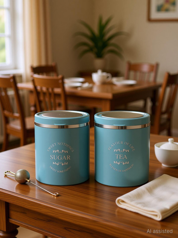 Jaypee Plus Plastic Tea Coffee & Sugar Container - 750 ml(Pack of 2, Blue)