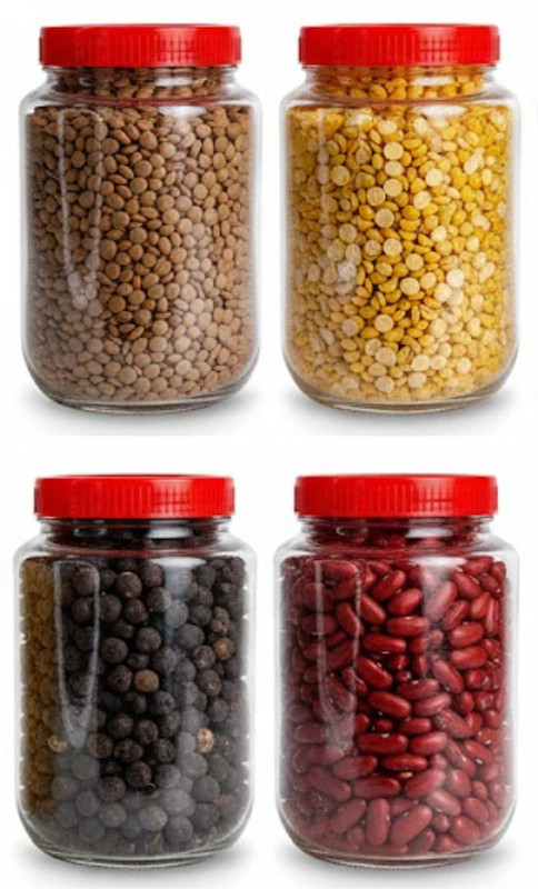 AAnami Glass Pickle Jar - 1500 ml(Red)
