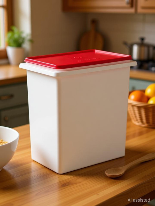 TUPPERWARE Glass Cereal Dispenser  - 10 L(Red, White)