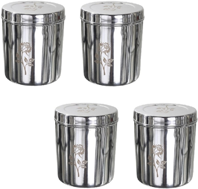 Milimercury Glass Grocery Container - 800 ml(Pack of 4, Silver)