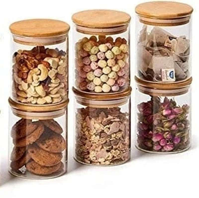 MOOZICO Glass Grocery Container - 270 ml(Pack of 6, Clear)