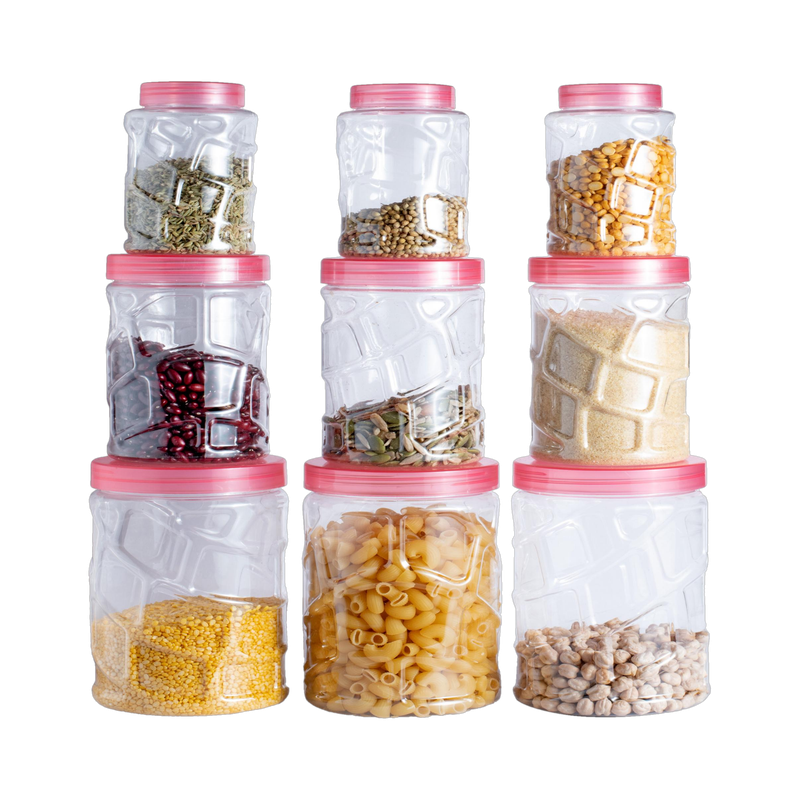 Flipkart SmartBuy Plastic Grocery Container  - 2295 ml(Pack of 9, Clear)