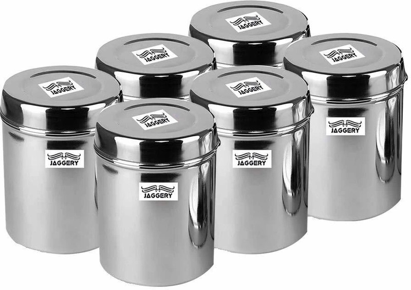 JAGGERY Stainless Steel Grocery Container - 500(Pack of 6, Silver)