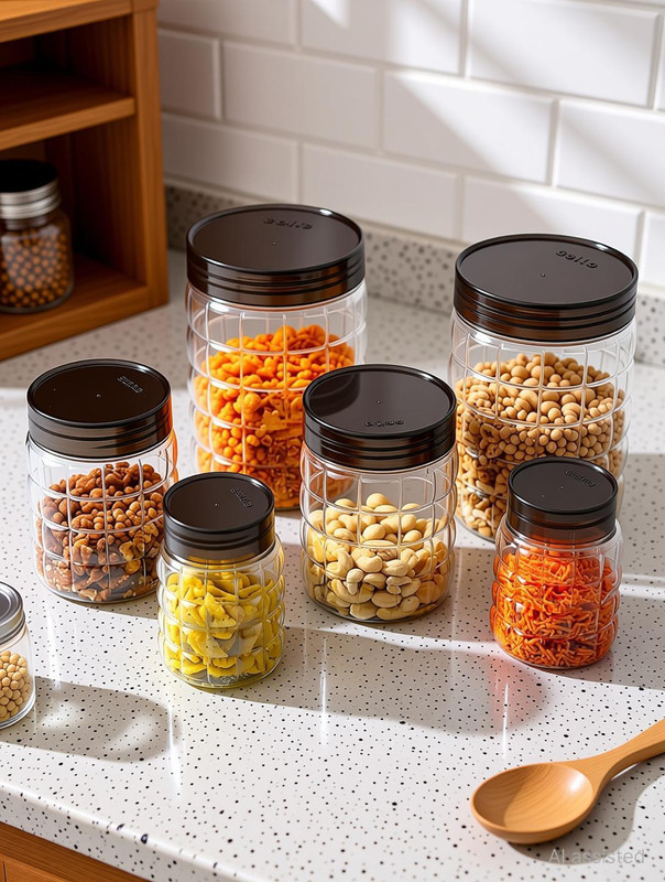 cello Glass Grocery Container  - 650 ml, 300 ml, 1200 ml(Pack of 6, Clear)